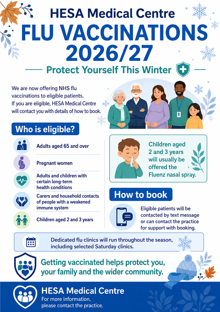 HESA Medical Centre Flu Vaccinations 2026/27